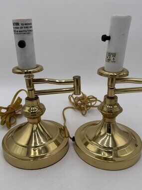 Pair of Vintage Underwriter Laboratories Brass Swing Arm Desk Lamp Vintage 12"